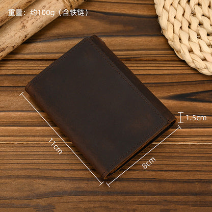 Genuine leather three-fold wallet