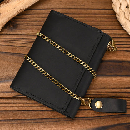 Genuine leather three-fold wallet