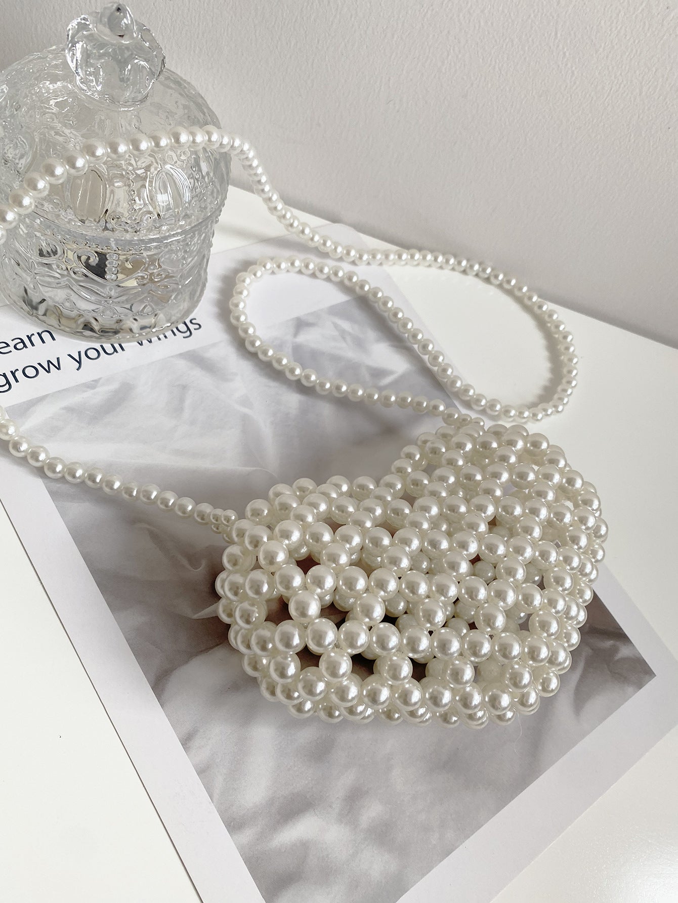 pearl decorated party bag